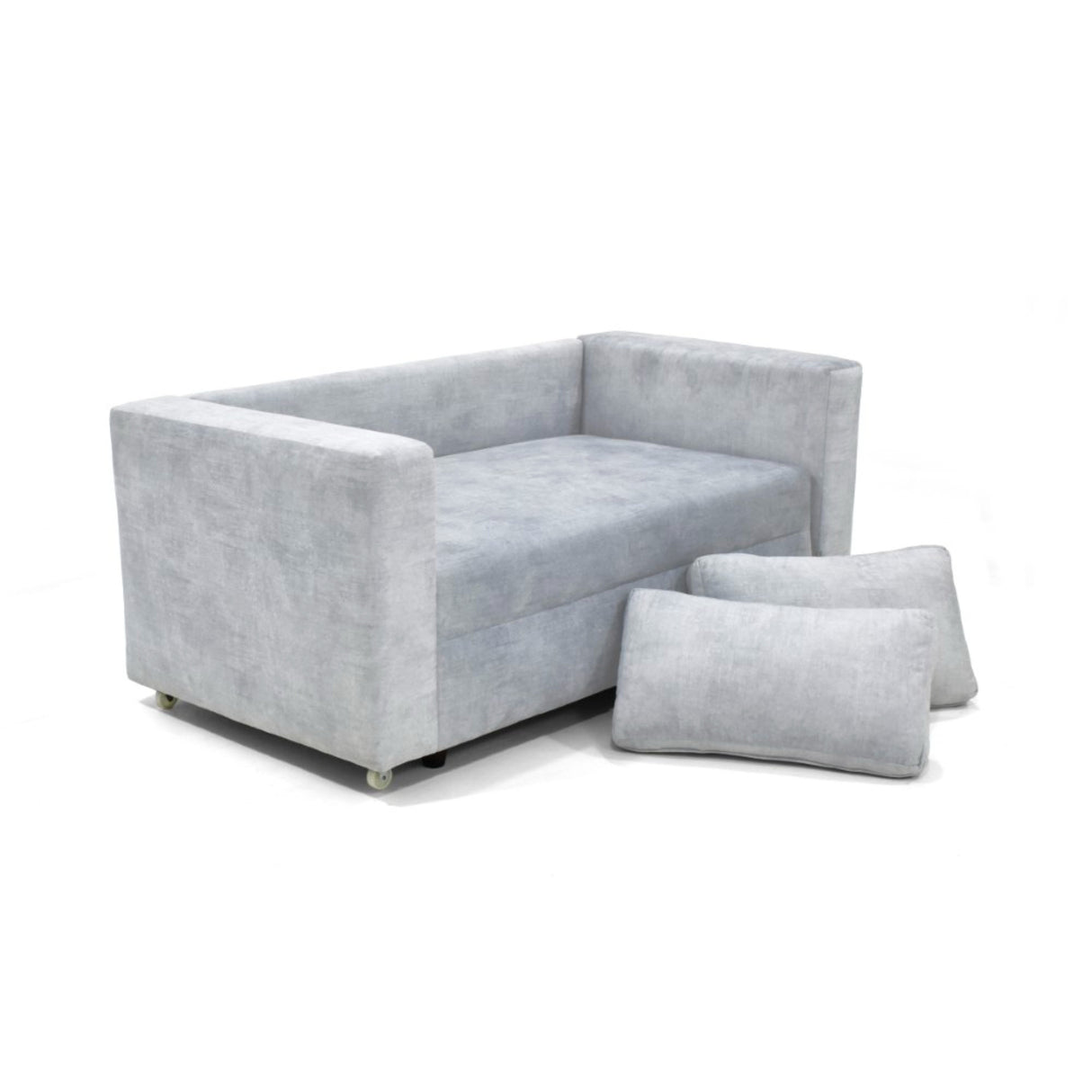 Sofá Cama Baxter Plata y Matiz Wengue 160x68cm de Tres Puestos con Almacenamiento y con Apoya Brazos - SOFAS Y POLTRONAS | Bylmo