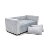 Sofá Cama Baxter Plata y Matiz Wengue 160x68cm de Tres Puestos con Almacenamiento y con Apoya Brazos - SOFAS Y POLTRONAS | Bylmo