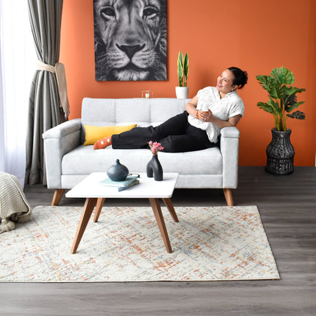 Sofá Carter Plata y Matiz Caoba 150x84cm de Dos Puestos y con Apoya Brazos - SOFAS Y POLTRONAS | Bylmo