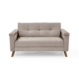 Sofá Carter Taupe y Matiz Caoba 150x84cm de Dos Puestos y con Apoya Brazos - SOFAS Y POLTRONAS | Bylmo