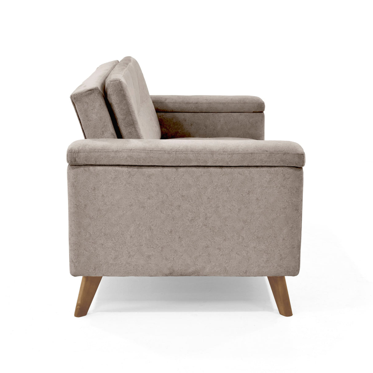Sofá Carter Taupe y Matiz Caoba 150x84cm de Dos Puestos y con Apoya Brazos - SOFAS Y POLTRONAS | Bylmo