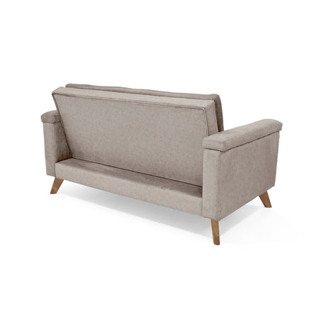 Sofá Carter Taupe y Matiz Caoba 150x84cm de Dos Puestos y con Apoya Brazos - SOFAS Y POLTRONAS | Bylmo