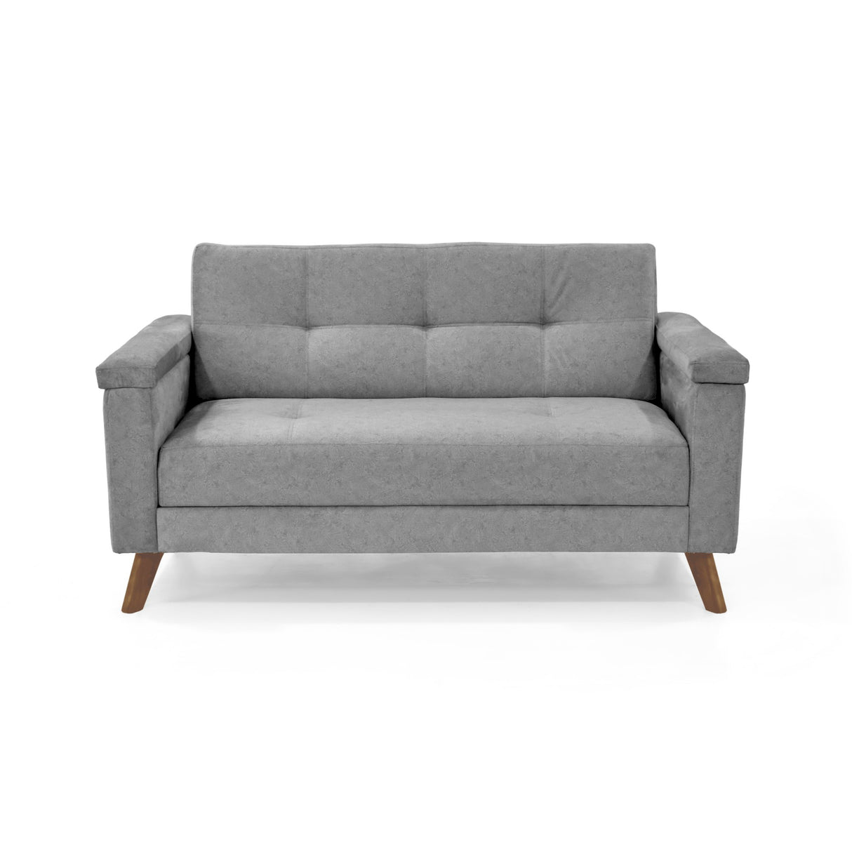 Sofá Carter Gris y Matiz Caoba 150x84cm de Dos Puestos y con Apoya Brazos - SOFAS Y POLTRONAS | Bylmo
