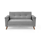 Sofá Carter Gris y Matiz Caoba 150x84cm de Dos Puestos y con Apoya Brazos - SOFAS Y POLTRONAS | Bylmo
