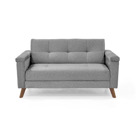 Sofá Carter Gris y Matiz Caoba 150x84cm de Dos Puestos y con Apoya Brazos - SOFAS Y POLTRONAS | Bylmo