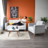 Poltrona Carter Plata y Matiz Caoba 84x84cm de Un Puestos y con Apoya Brazos - SOFAS Y POLTRONAS | Bylmo