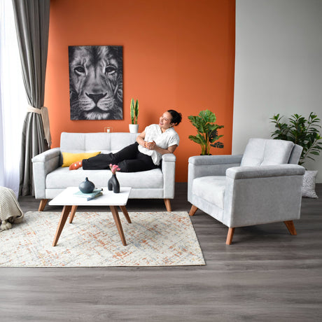 Poltrona Carter Plata y Matiz Caoba 84x84cm de Un Puestos y con Apoya Brazos - SOFAS Y POLTRONAS | Bylmo