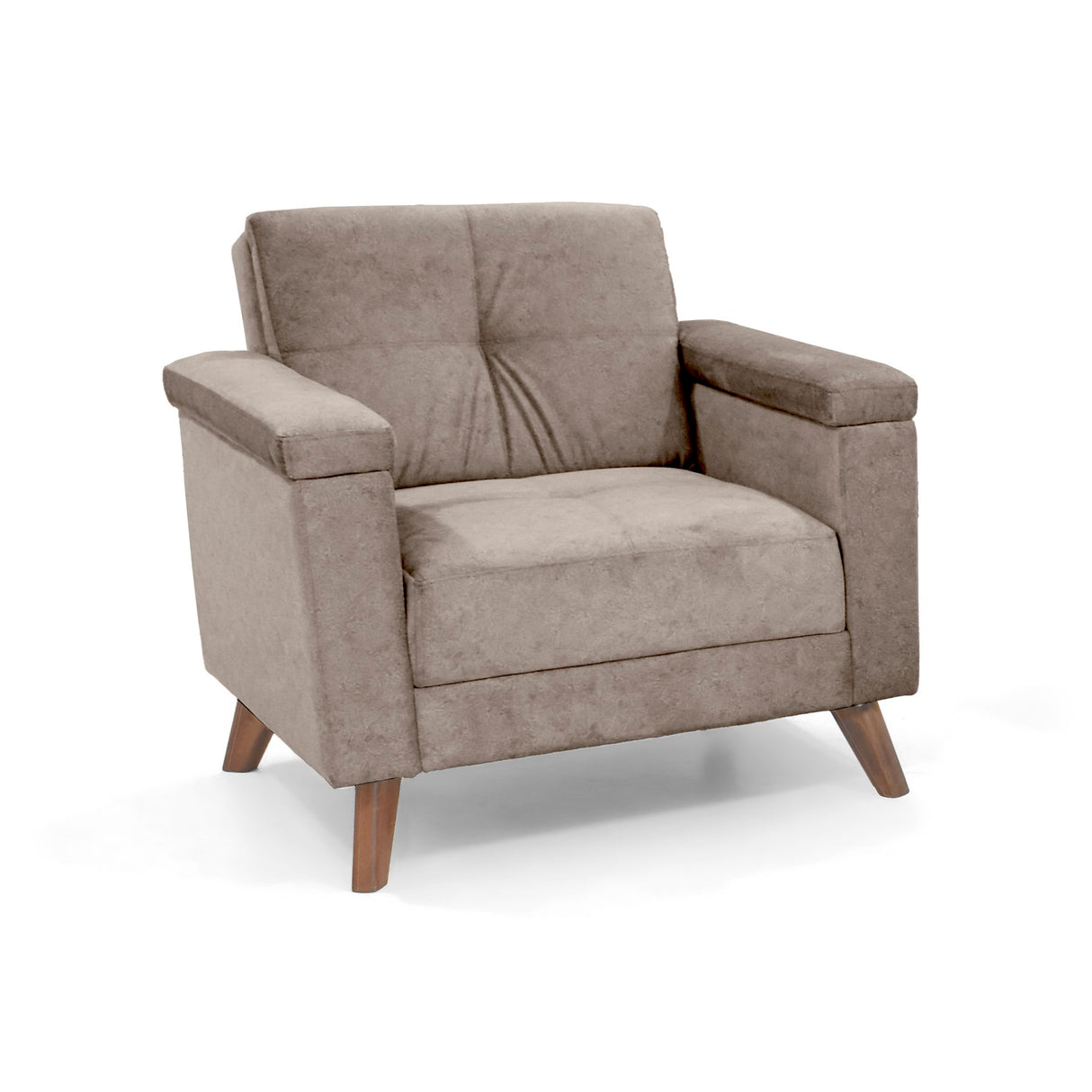 Poltrona Carter Taupe y Matiz Caoba 84x84cm de Un Puestos y con Apoya Brazos - SOFAS Y POLTRONAS | Bylmo