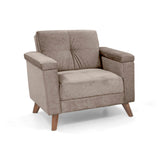 Poltrona Carter Taupe y Matiz Caoba 84x84cm de Un Puestos y con Apoya Brazos - SOFAS Y POLTRONAS | Bylmo