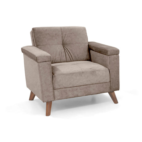 Poltrona Carter Taupe y Matiz Caoba 84x84cm de Un Puestos y con Apoya Brazos - SOFAS Y POLTRONAS | Bylmo