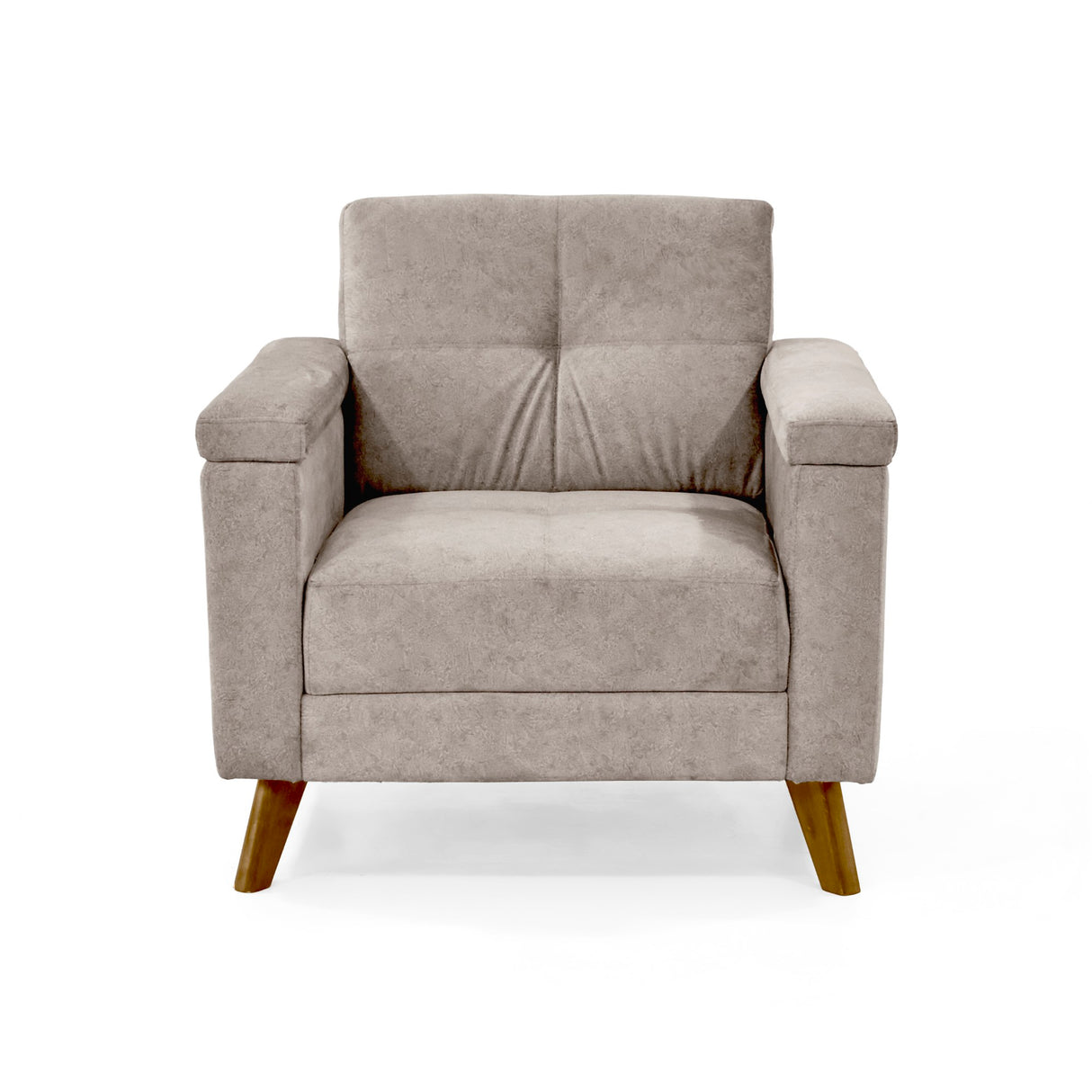 Poltrona Carter Taupe y Matiz Caoba 84x84cm de Un Puestos y con Apoya Brazos - SOFAS Y POLTRONAS | Bylmo