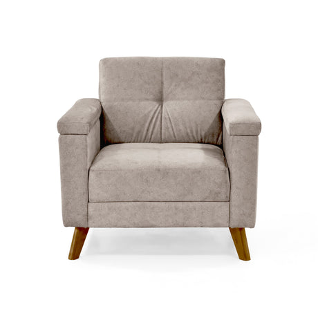 Poltrona Carter Taupe y Matiz Caoba 84x84cm de Un Puestos y con Apoya Brazos - SOFAS Y POLTRONAS | Bylmo