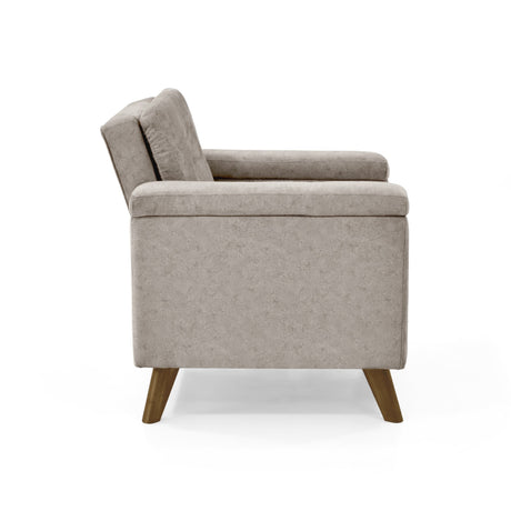 Poltrona Carter Taupe y Matiz Caoba 84x84cm de Un Puestos y con Apoya Brazos - SOFAS Y POLTRONAS | Bylmo