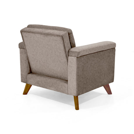 Poltrona Carter Taupe y Matiz Caoba 84x84cm de Un Puestos y con Apoya Brazos - SOFAS Y POLTRONAS | Bylmo