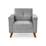 Poltrona Carter Gris y Matiz Caoba 84x84cm de Un Puestos y con Apoya Brazos - SOFAS Y POLTRONAS | Bylmo
