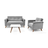 Sala Carter Gris y Blanco 150x84cm de Tres Puestos y con Apoya Brazos - SOFAS Y POLTRONAS | Bylmo