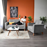 Sala Carter Gris y Blanco 150x84cm de Tres Puestos y con Apoya Brazos - SOFAS Y POLTRONAS | Bylmo