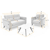 Sala Carter Gris y Blanco 150x84cm de Tres Puestos y con Apoya Brazos - SOFAS Y POLTRONAS | Bylmo