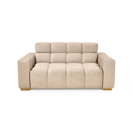 Sofá Miami Beige y Matiz Caoba 171x81cm de Dos Puestos y con Apoya Brazos - SOFAS Y POLTRONAS | Bylmo