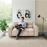 Sofá Miami Beige y Matiz Caoba 171x81cm de Dos Puestos y con Apoya Brazos - SOFAS Y POLTRONAS | Bylmo