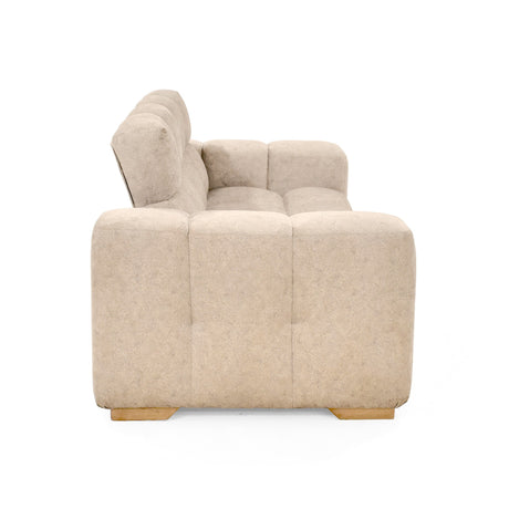 Sofá Miami Beige y Matiz Caoba 171x81cm de Dos Puestos y con Apoya Brazos - SOFAS Y POLTRONAS | Bylmo