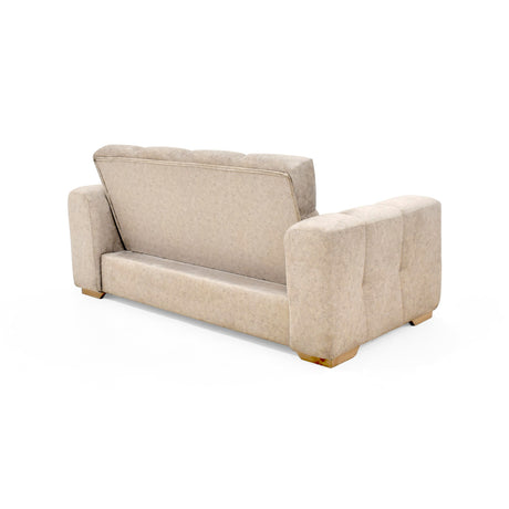 Sofá Miami Beige y Matiz Caoba 171x81cm de Dos Puestos y con Apoya Brazos - SOFAS Y POLTRONAS | Bylmo