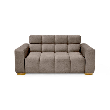 Sofá Miami Taupe y Matiz Caoba 171x81cm de Dos Puestos y con Apoya Brazos - SOFAS Y POLTRONAS | Bylmo