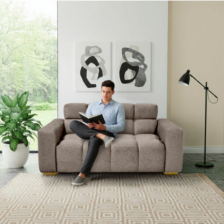 Sofá Miami Taupe y Matiz Caoba 171x81cm de Dos Puestos y con Apoya Brazos - SOFAS Y POLTRONAS | Bylmo
