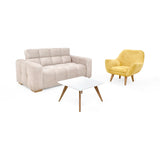 Sala Miami Beige y Mostaza 171x81cm de Tres Puestos y con Apoya Brazos - SOFAS Y POLTRONAS | Bylmo