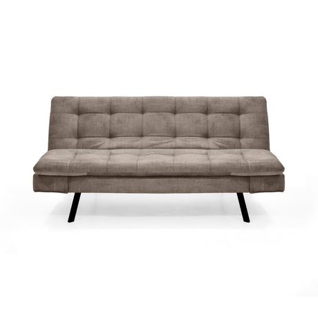 Sofá Cama Milan Taupe y Negro Metálico 176x78cm de Tres Puestos y Sin Apoya Brazos - SOFAS Y POLTRONAS | Bylmo