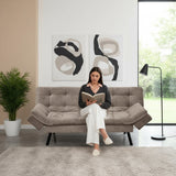 Sofá Cama Milan Taupe y Negro Metálico 176x78cm de Tres Puestos y Sin Apoya Brazos - SOFAS Y POLTRONAS | Bylmo