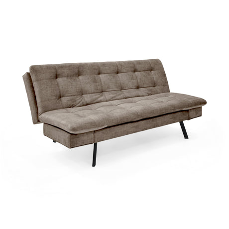 Sofá Cama Milan Taupe y Negro Metálico 176x78cm de Tres Puestos y Sin Apoya Brazos - SOFAS Y POLTRONAS | Bylmo
