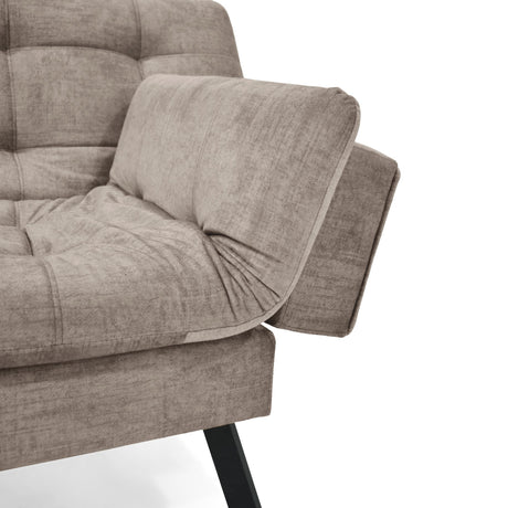 Sofá Cama Milan Taupe y Negro Metálico 176x78cm de Tres Puestos y Sin Apoya Brazos - SOFAS Y POLTRONAS | Bylmo