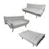 Sofá Cama Milan Taupe y Negro Metálico 176x78cm de Tres Puestos y Sin Apoya Brazos - SOFAS Y POLTRONAS | Bylmo