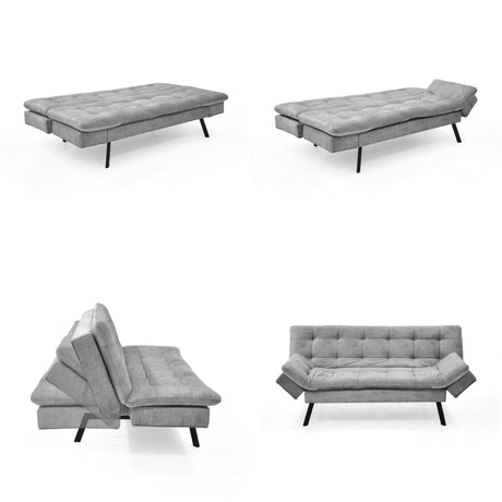 Sofá Cama Milan Gris y Negro Metálico 176x78cm de Tres Puestos y Sin Apoya Brazos - SOFAS Y POLTRONAS | Bylmo