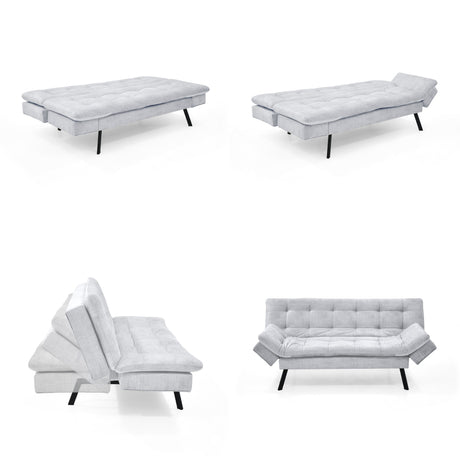 Sofá Cama Milan Plata y Negro Metálico 176x78cm de Tres Puestos y Sin Apoya Brazos - SOFAS Y POLTRONAS | Bylmo