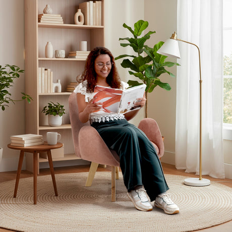 Poltrona Sibu Salmón y Matiz Natural 77x79cm de Un Puestos y con Apoya Brazos - SOFAS Y POLTRONAS | Bylmo