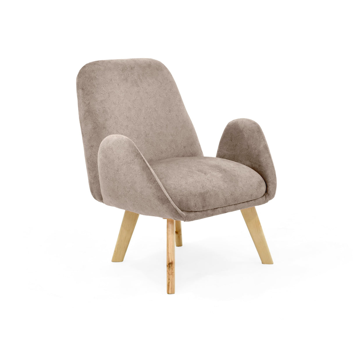 Poltrona Sibu Taupe y Matiz Natural 77x79cm de Un Puestos y con Apoya Brazos - SOFAS Y POLTRONAS | Bylmo