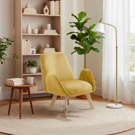 Poltrona Sibu Mostaza y Matiz Natural 77x79cm de Un Puestos y con Apoya Brazos - SOFAS Y POLTRONAS | Bylmo