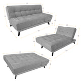 Sofá Cama Petra Beige y Matiz Caoba 177x83cm de Tres Puestos y Sin Apoya Brazos - SOFAS Y POLTRONAS | Bylmo
