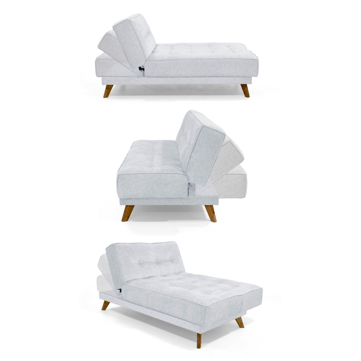 Sofá Cama Petra Plata y Matiz Caoba 177x83cm de Tres Puestos y Sin Apoya Brazos - SOFAS Y POLTRONAS | Bylmo