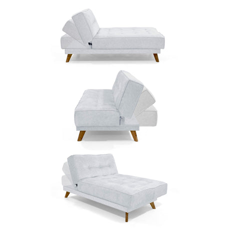 Sofá Cama Petra Plata y Matiz Caoba 177x83cm de Tres Puestos y Sin Apoya Brazos - SOFAS Y POLTRONAS | Bylmo