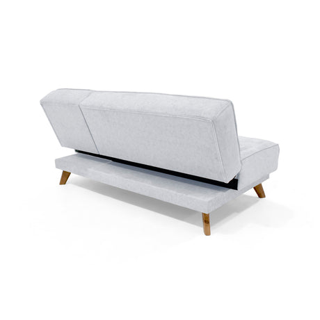 Sofá Cama Petra Plata y Matiz Caoba 177x83cm de Tres Puestos y Sin Apoya Brazos - SOFAS Y POLTRONAS | Bylmo