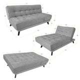 Sofá Cama Petra Plata y Matiz Caoba 177x83cm de Tres Puestos y Sin Apoya Brazos - SOFAS Y POLTRONAS | Bylmo