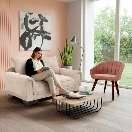 Sala Daytona Beige y Salmón 150x80cm de Tres Puestos y con Apoya Brazos - SOFAS Y POLTRONAS | Bylmo