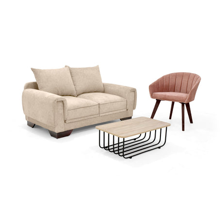 Sala Daytona Beige y Salmón 150x80cm de Tres Puestos y con Apoya Brazos - SOFAS Y POLTRONAS | Bylmo