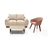 Sala Daytona Beige y Salmón 150x80cm de Tres Puestos y con Apoya Brazos - SOFAS Y POLTRONAS | Bylmo