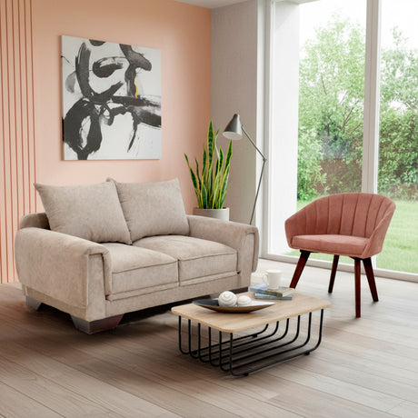 Sala Daytona Beige y Salmón 150x80cm de Tres Puestos y con Apoya Brazos - SOFAS Y POLTRONAS | Bylmo