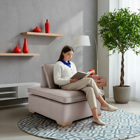 Poltrona Ventury Taupe y Matiz Caoba 83x86cm de Un Puestos y Sin Apoya Brazos - SOFAS Y POLTRONAS | Bylmo