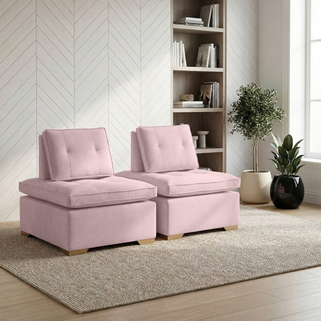 Set x 2 Poltronas Ventury Rosa y Matiz Caoba 83x86cm de Dos Puestos y Sin Apoya Brazos - SOFAS Y POLTRONAS | Bylmo